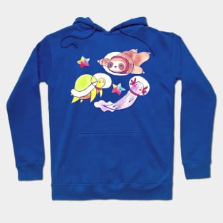 Space Sloth Turtle and Axolotl Hoodie